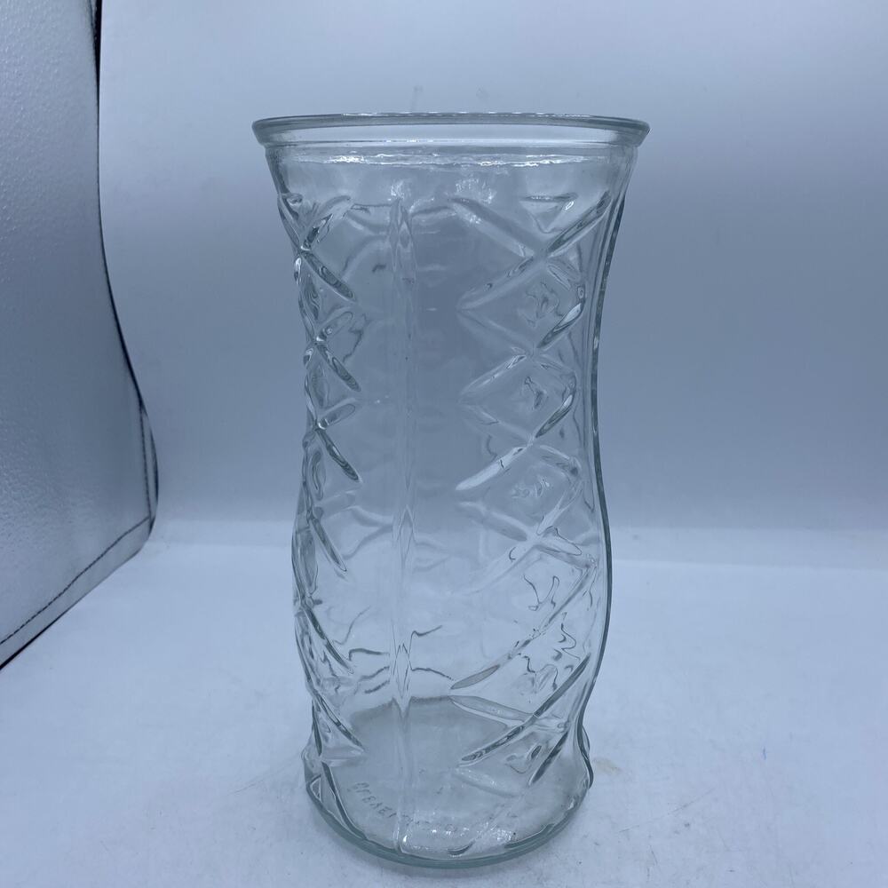 e o brody co cleveland ohio Clear Diamond Paneled Glass Vase 9” Tall